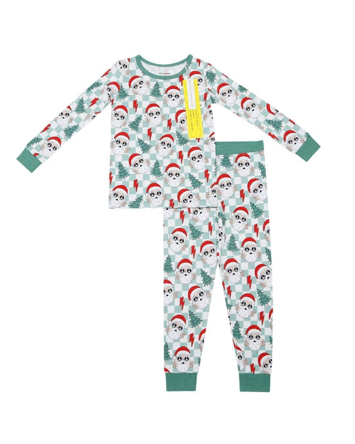 Christmas Bamboo Kids' Two Piece Set | Checkered Santa: 2T