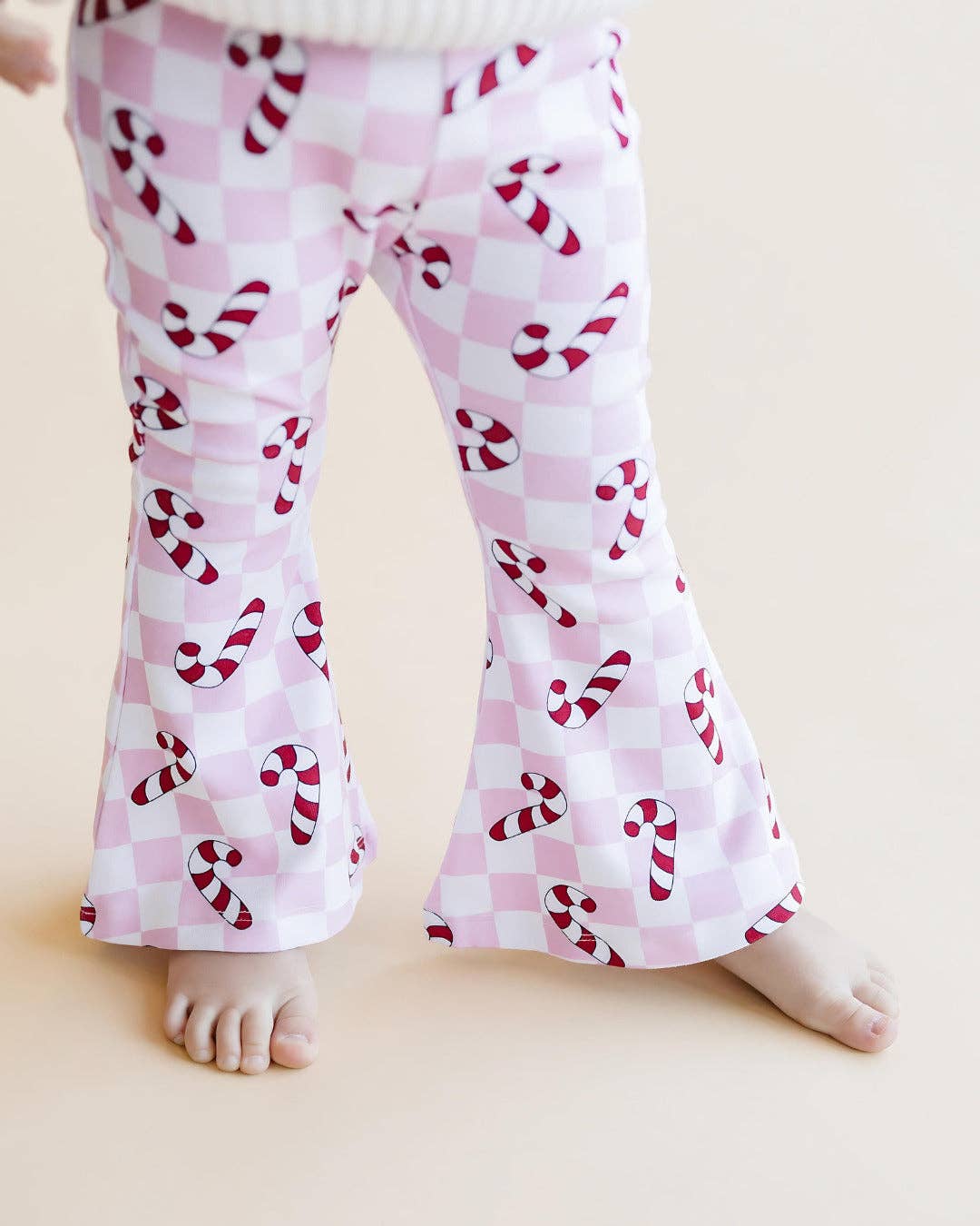 Checkered Candy Cane Kids & Baby Flare Pants | Pink: 4T