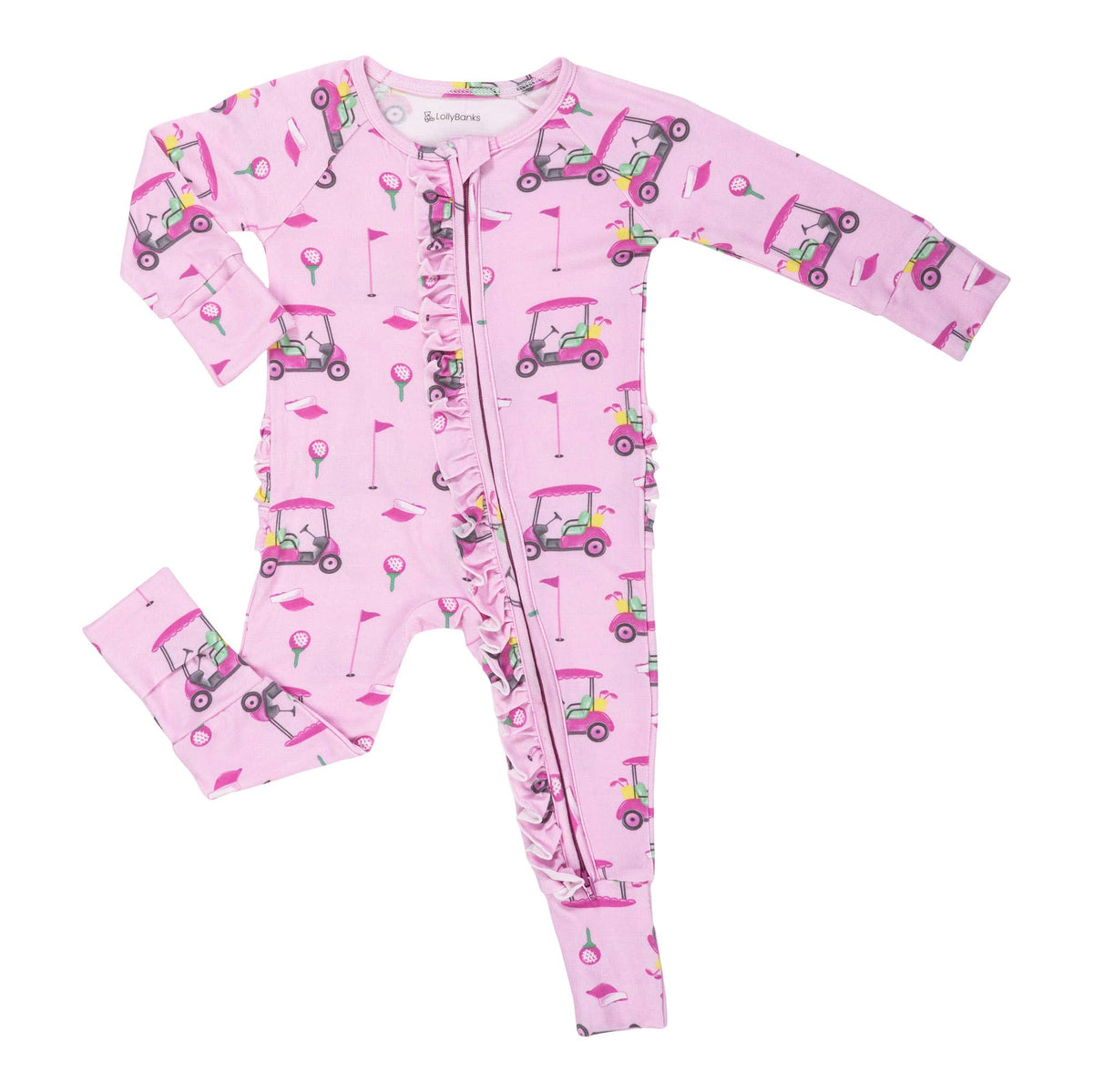 Bamboo Baby Convertible Ruffle Zipper Pajama Lil Miss Birdie: 03-06 Months
