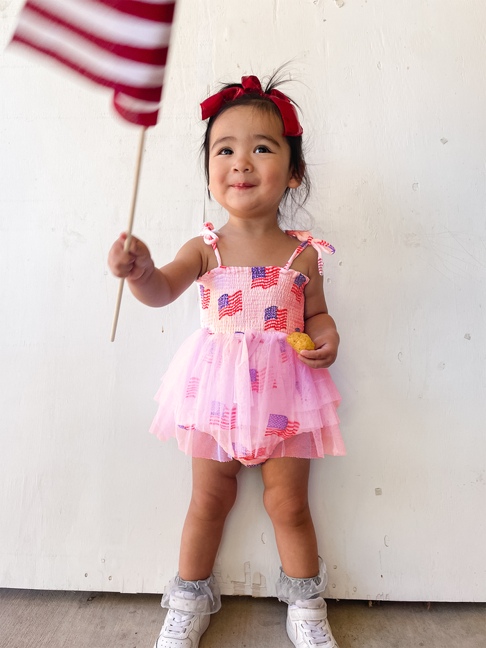 Muslin Tutu Bubble, American Flag Pink: 0 - 6 mo.