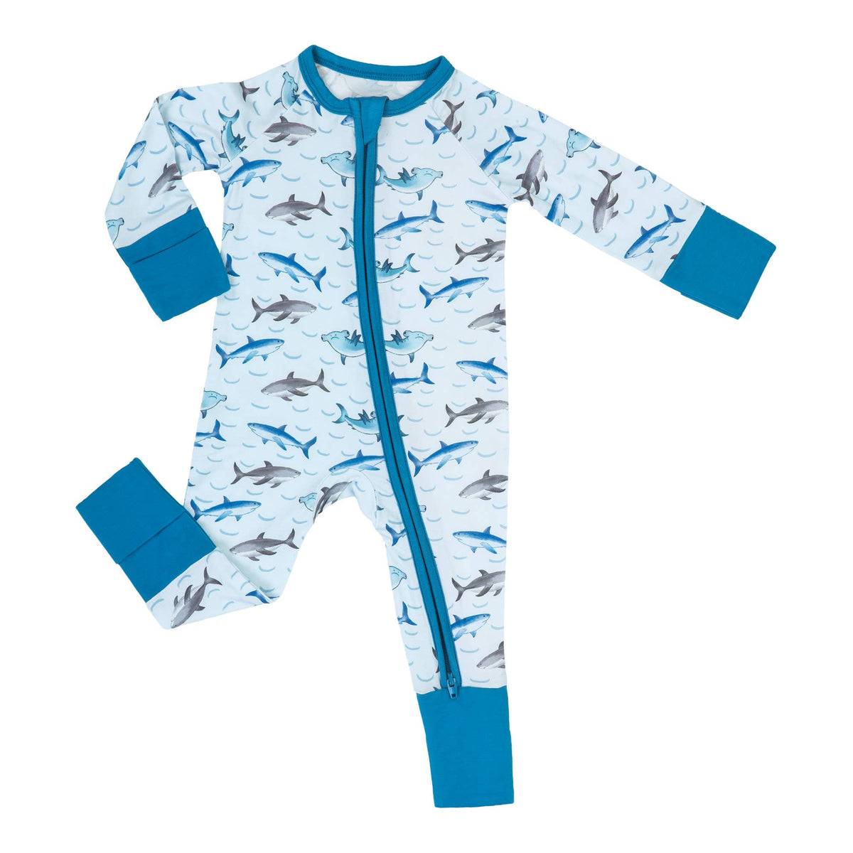 Bamboo Baby Convertible Zipper Pajama Sharks: 12-18 months