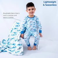 Kids 2-Piece Bamboo Pajama Long Sleeve Set Jawsome Shark: 2T