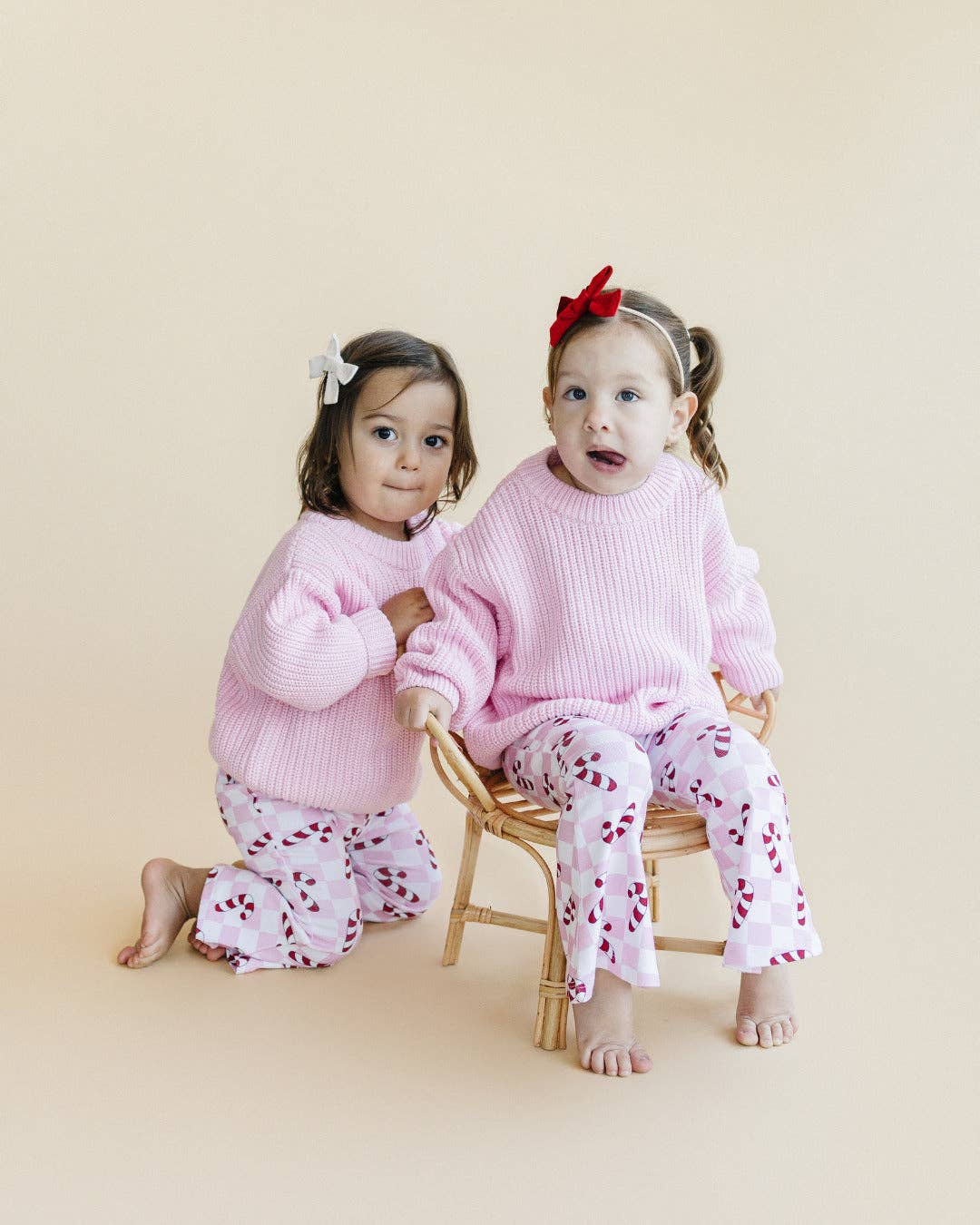 Checkered Candy Cane Kids & Baby Flare Pants | Pink: 8-9Y