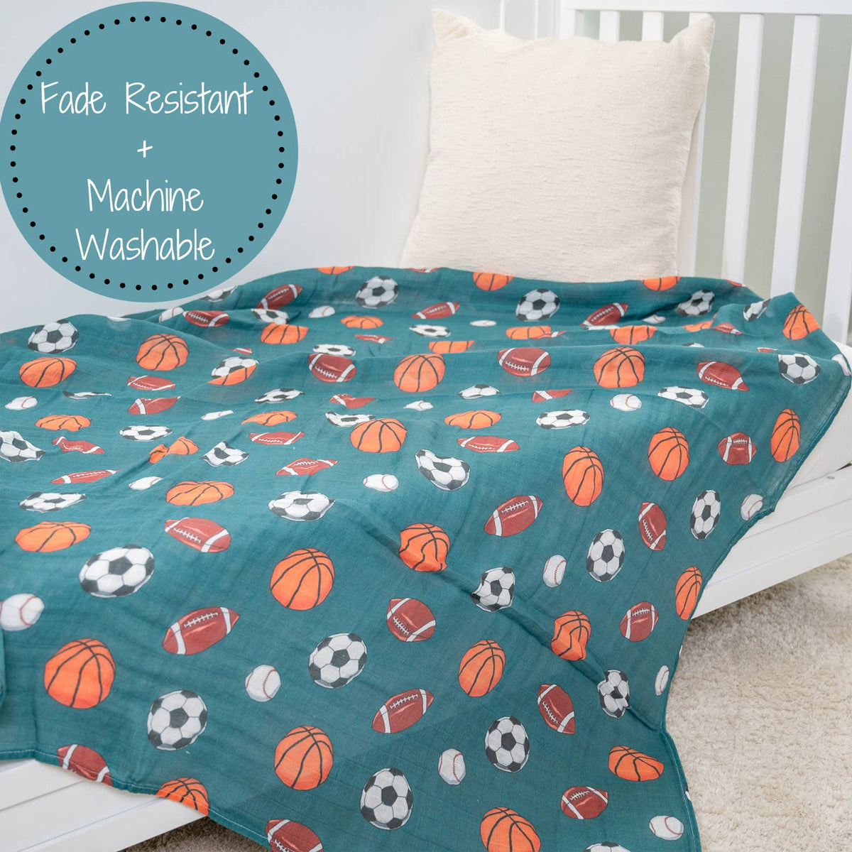 Baby Muslin Swaddle Blanket 47x47 Little Boos