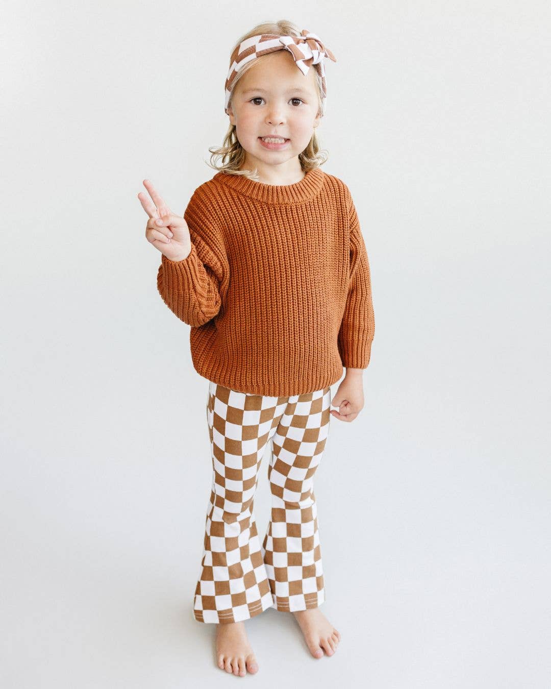 Checkered Flare Pants ||  Chocolate