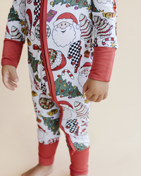 Bamboo Baby Clothing Zip Romper | Retro Christmas: 3-6M