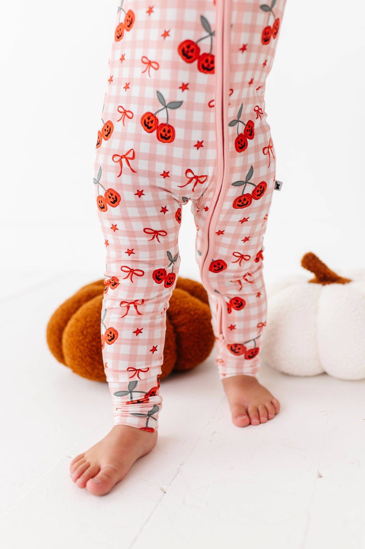 Cherry Pumpkin Convertible Footies: 6-12 Months