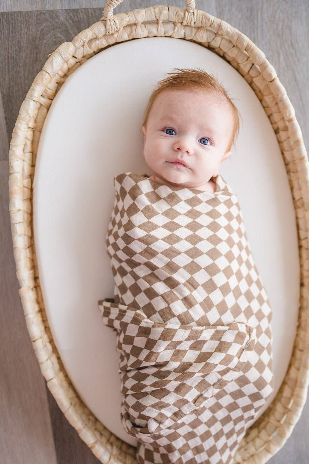 Bamboo Swaddle Blanket - Toffee Checkered