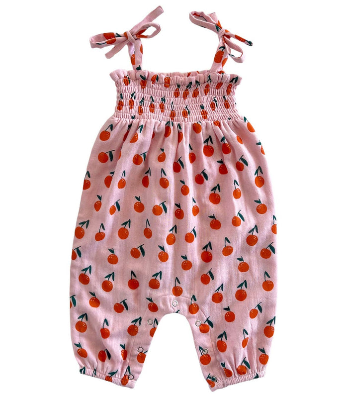 Blush Oranges / Organic Smocked Jumpsuit (Baby - Kids): 0-3M