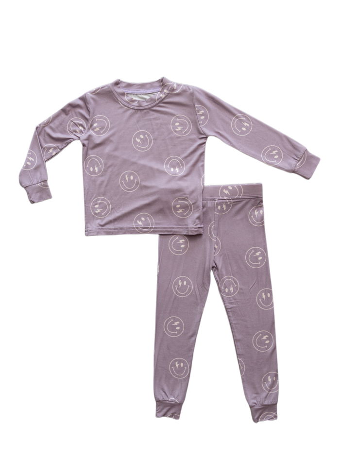 Presley Bamboo Two Piece Set || Lavender Smiley
