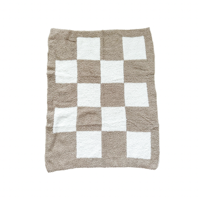Mini Blanket || Checker Taupe + White