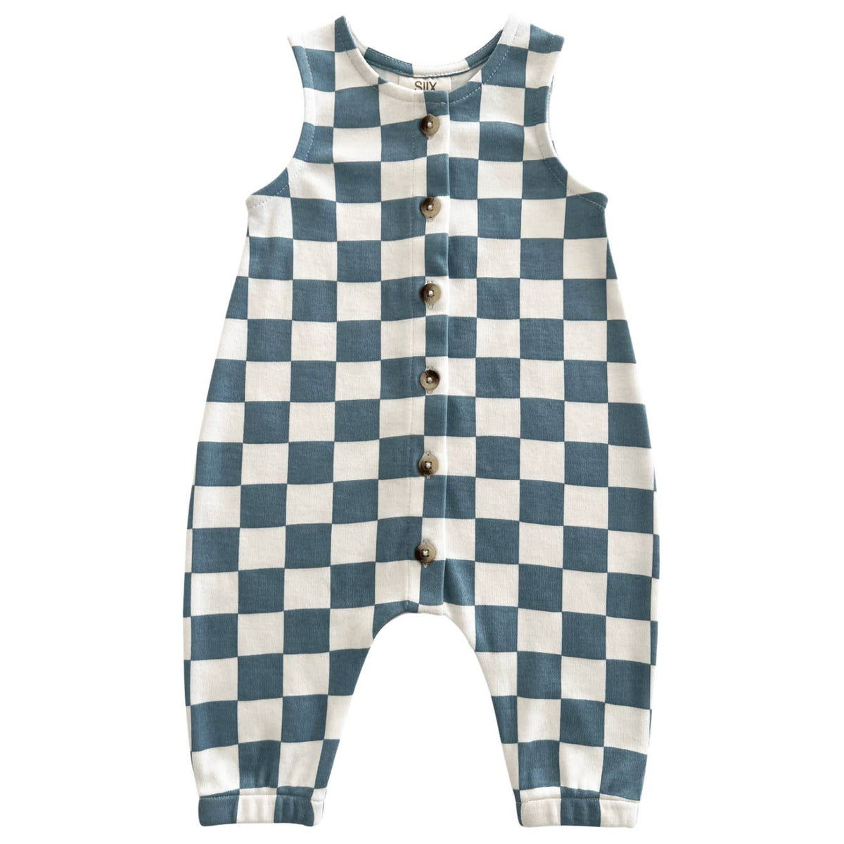 Blueberry Muffin Checkerboard || Organic Bay Jumpsuit