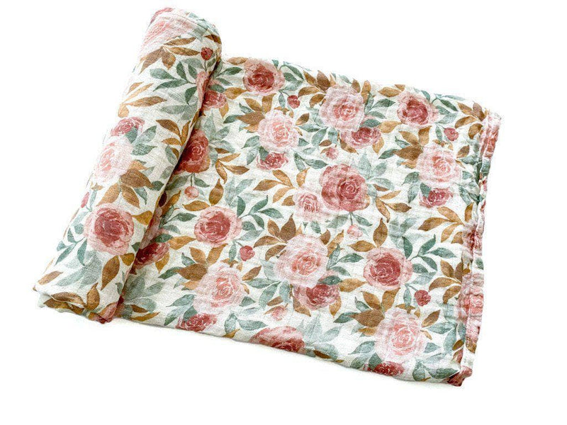 Muslin Swaddle Blanket || Dusty Pink Floral