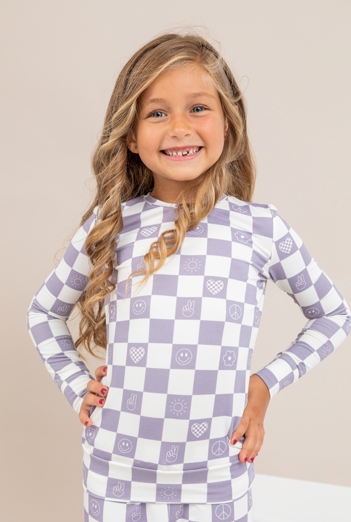 Kids Bamboo Pajamas || Check It Out - Lavender
