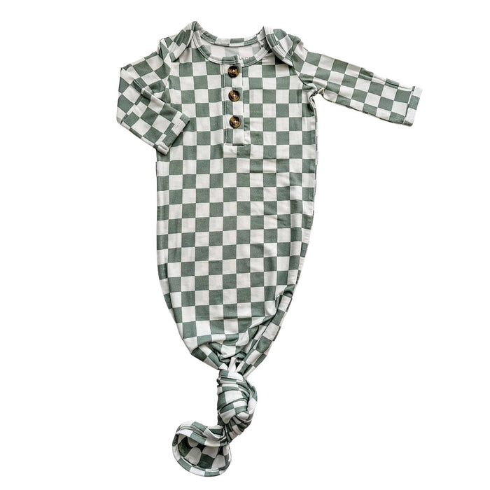 Knotted Baby Gown || Jade Checker
