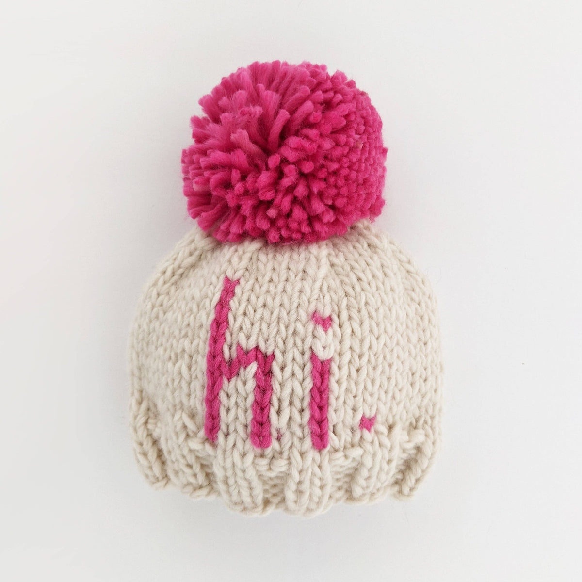hi - Knit Beanie Hat || Fushia