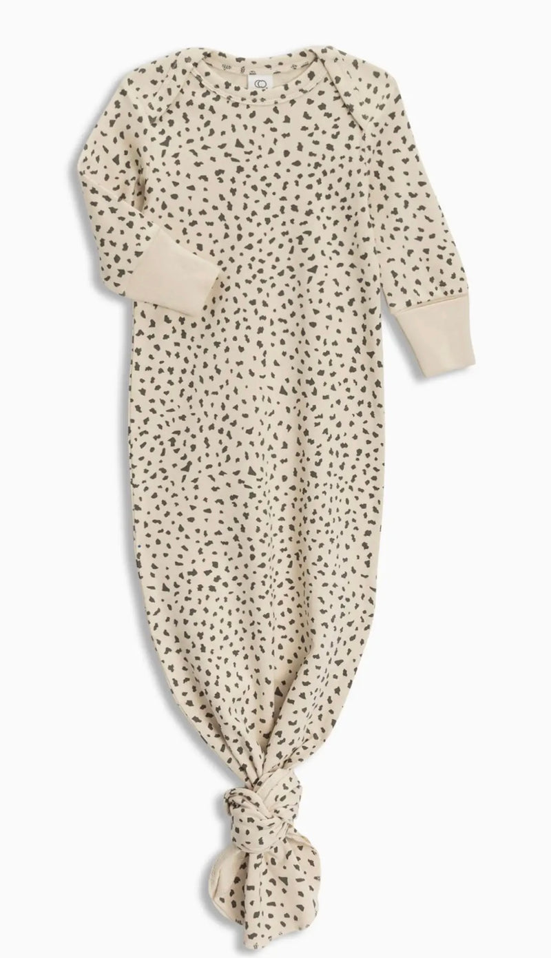 Organic Cotton Knot Gown || Cheetah + Pewter