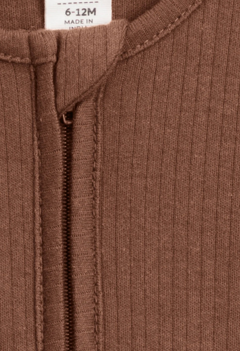 Organic Cotton Ribbed Zipper Sleeper || Pecan