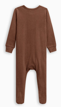 Organic Cotton Ribbed Zipper Sleeper || Pecan