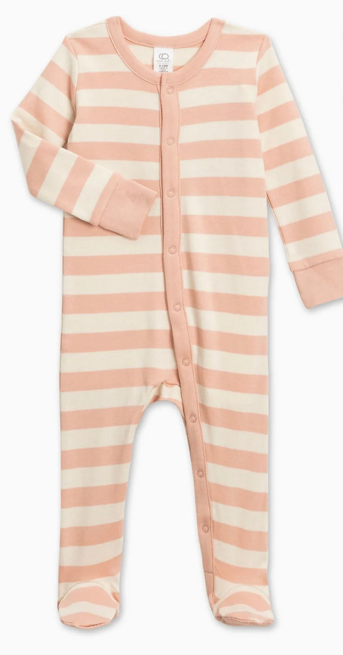 Organic Cotton Sleeper || Ely Stripe + Blush