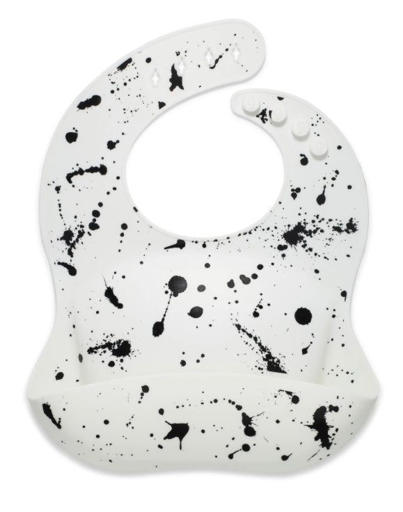 Silicone Baby Bib || White Paint Splatter