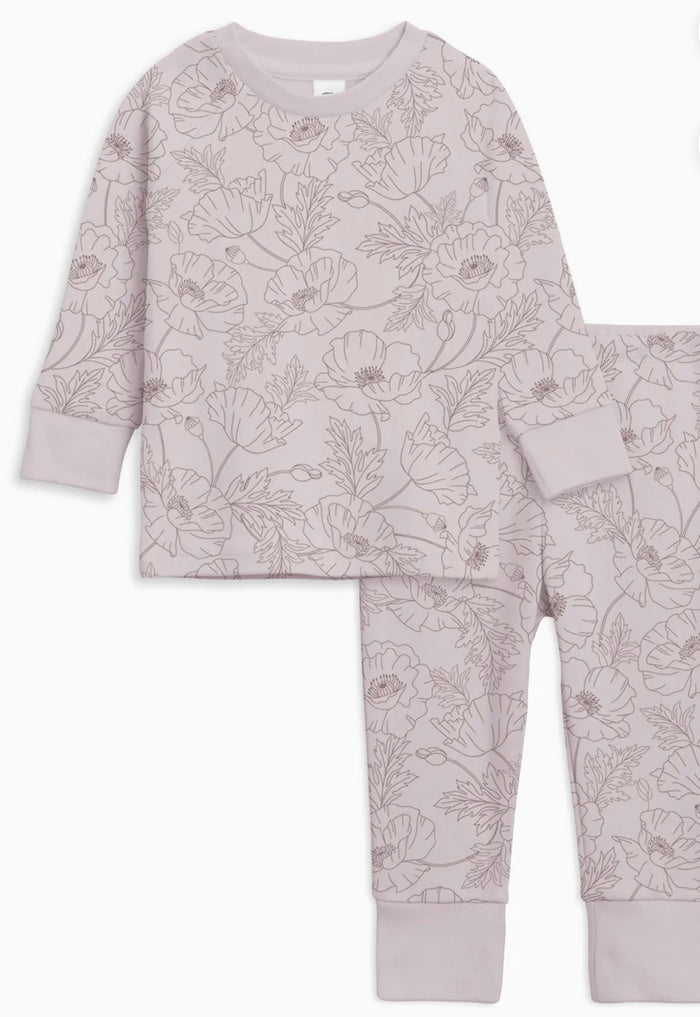 Organic Cotton Long Sleeve Jammies || Poppy Floral + Lavender