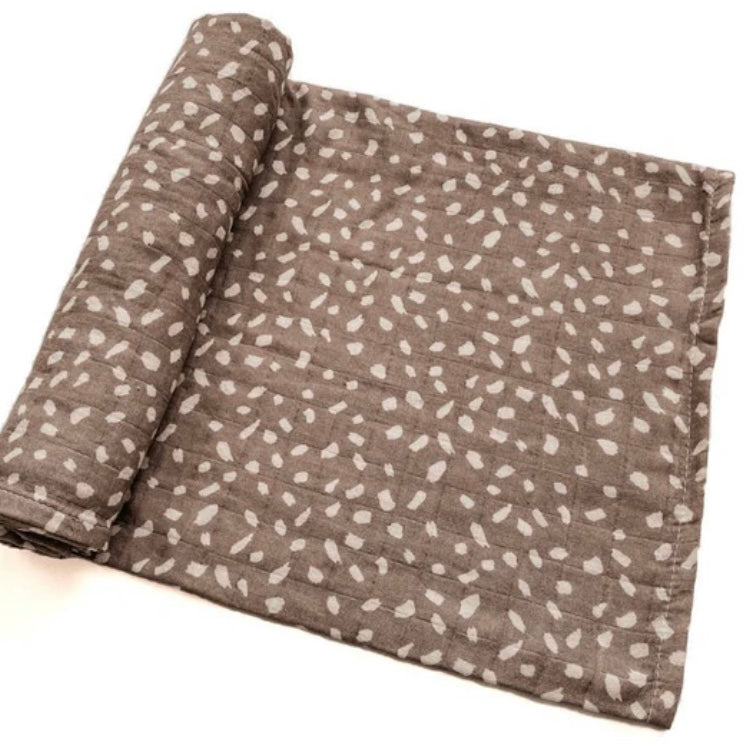 Bamboo Cotton Swaddle Blanket || Mocha Brown Spotted