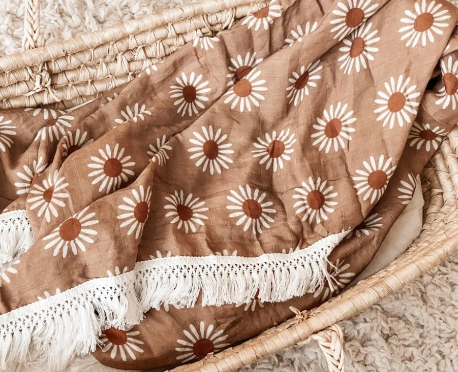 Bamboo Cotton Blanket || Daisy Fringe