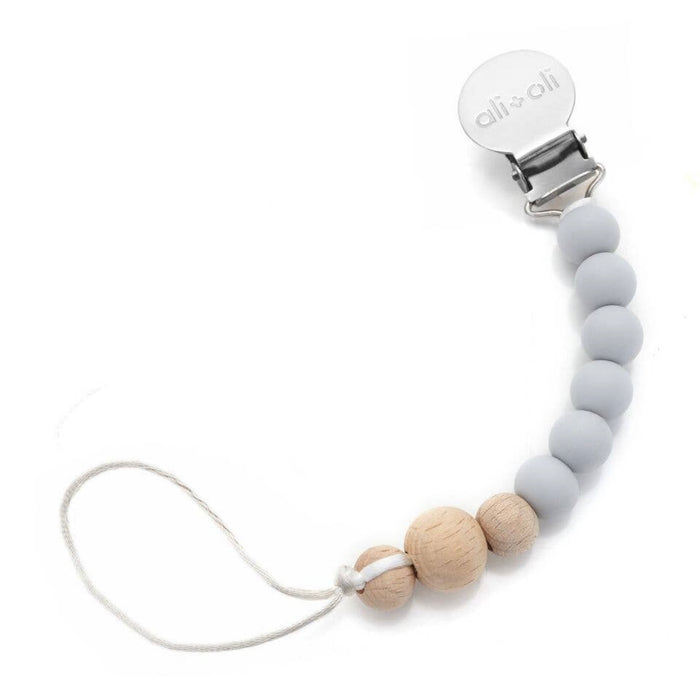 Soft Wood Pacifier Clip || Grey