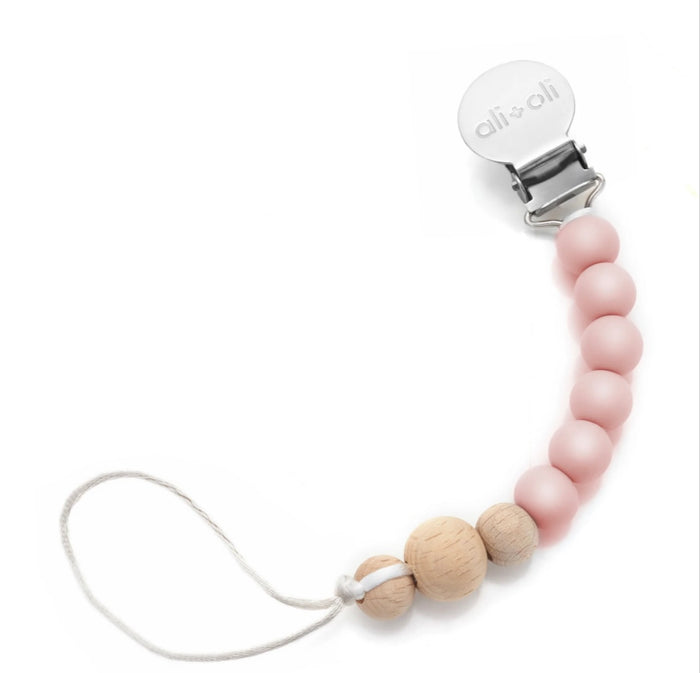Soft Wood Pacifier Clip || Pink